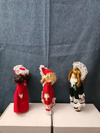 Set of 3 Vintage Porcelain Dolls | Red & Green Velvet | Christmas Carolers