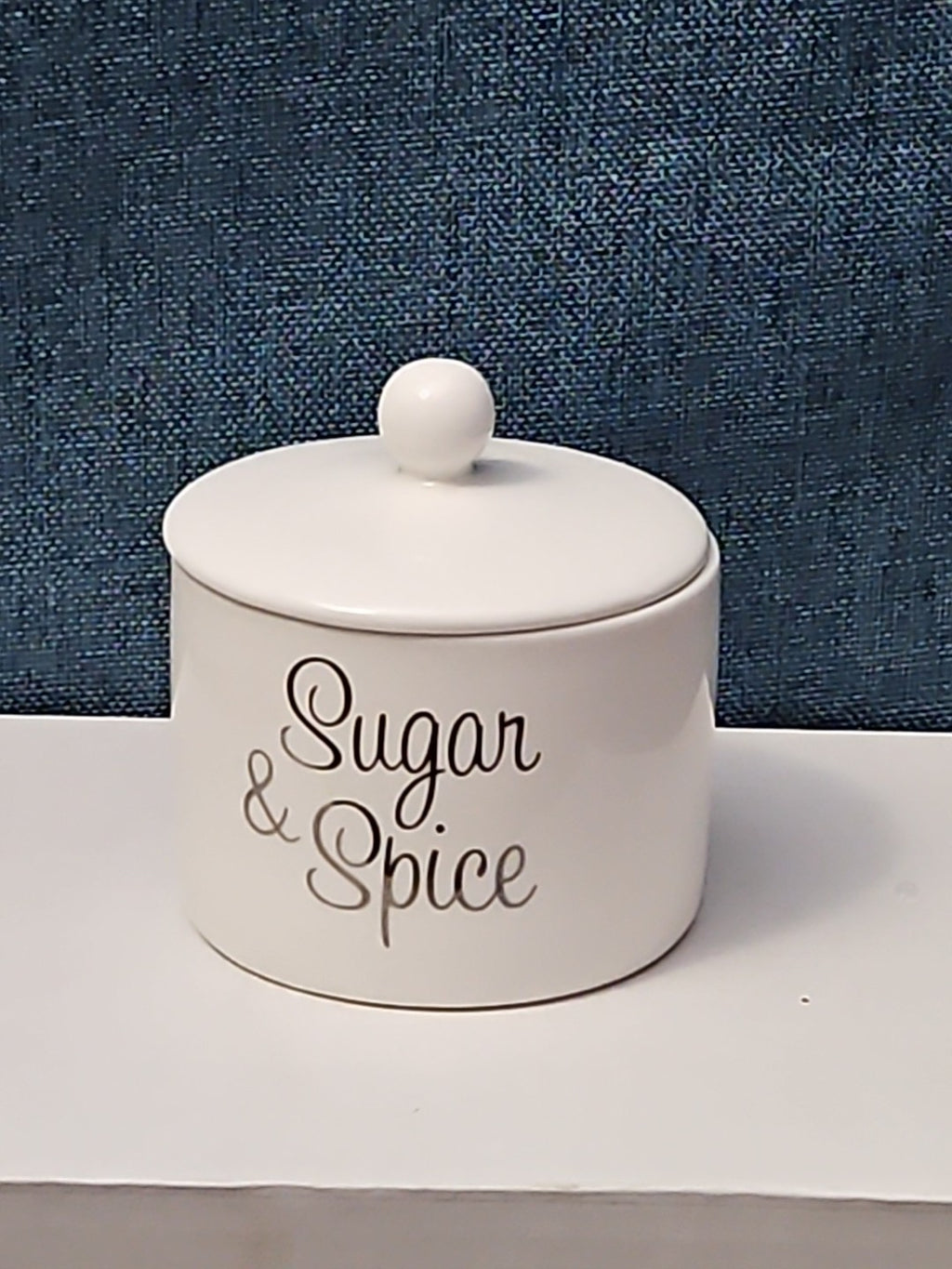 Ceramic Sugar Bowl with Lid | "Sugar & Spice"