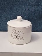 Ceramic Sugar Bowl with Lid | "Sugar & Spice"