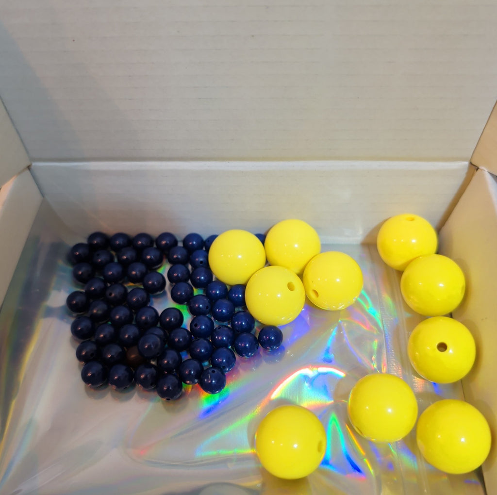 Mixed Pre-Drilled Round Plastic Beads 3oz Lot Pink Yellow Blue Craft