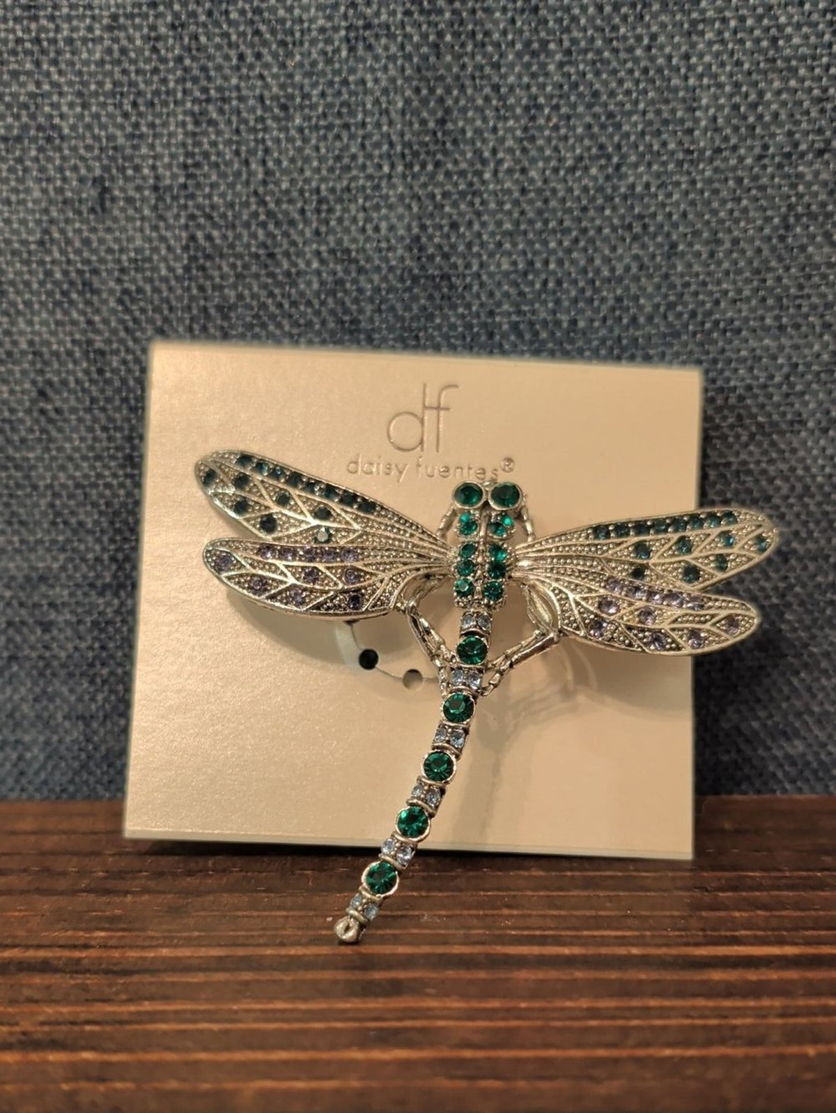 Daisy Fuentes Emerald Green, Sapphire Blue & Violet Dragonfly Brooch
