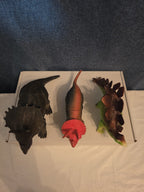 Dinosaur Toy Figures Lot of 3 Triceratops Stegosaurus Vintage Plastic Toy