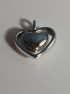 Double Heart Pendant Silver Tone Puffed Charm Y2K