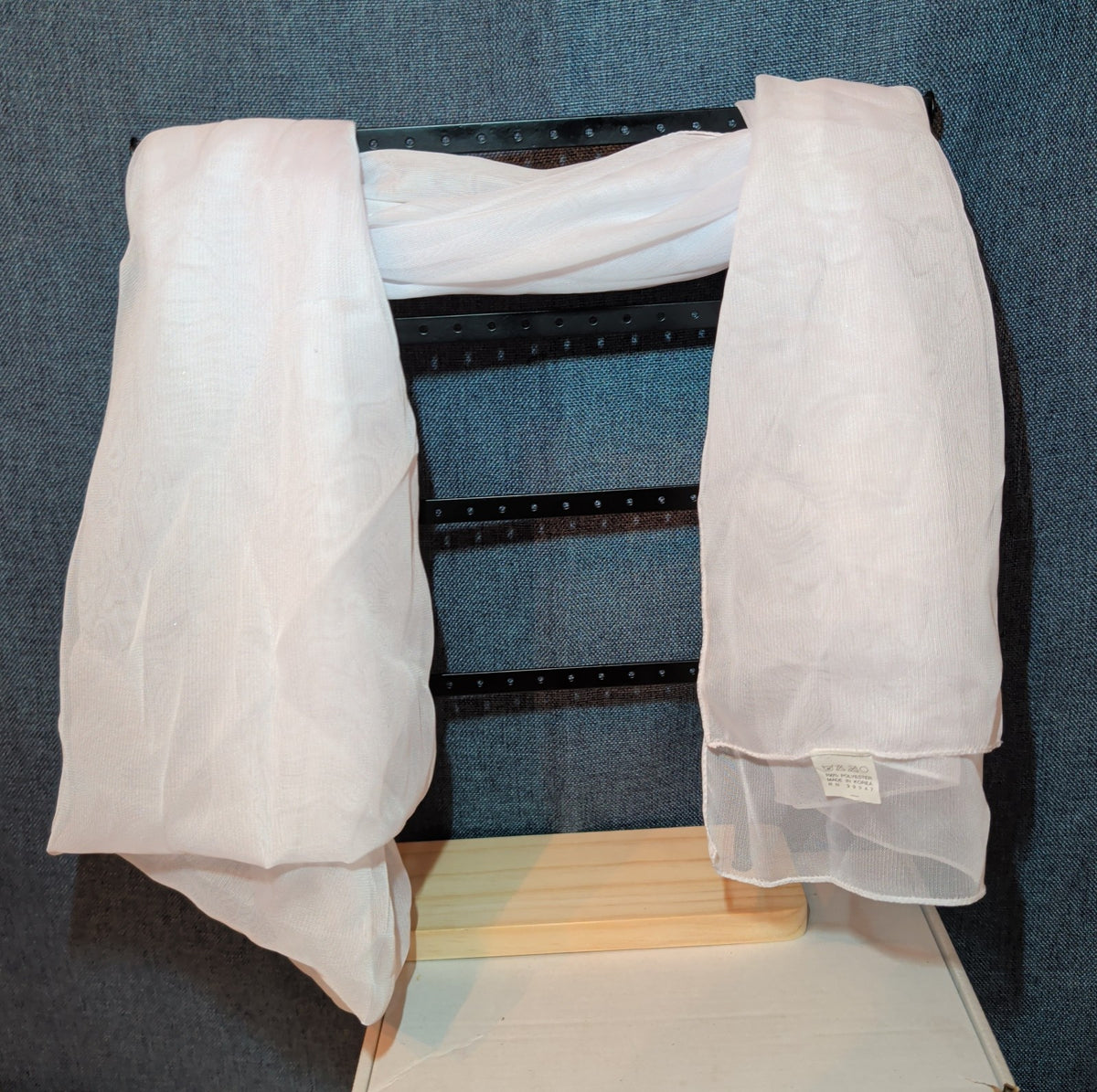 White Chiffon Evening Shawl Wrap Capelet Bridal Pre-Owned 67x21