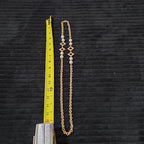 Vintage Gold Tone Geometric Necklace Long Pearl Station Diamond Link Chain 32"
