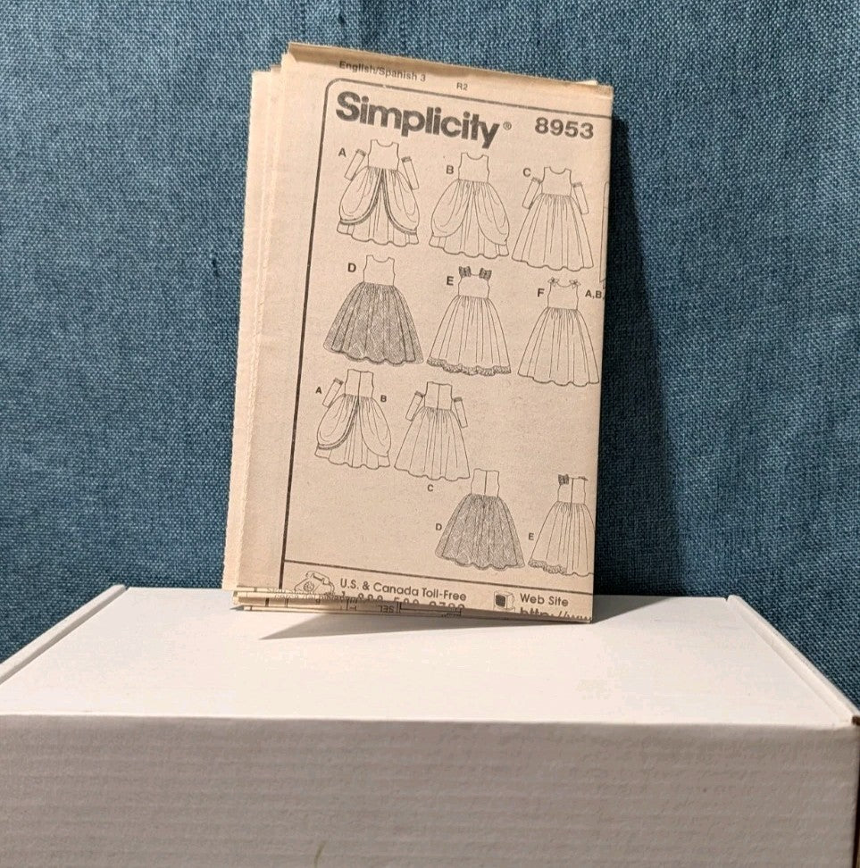 Simplicity 8953 Child's Formal Dress Pattern Flower Girl Wedding Sz 4-8 UNCUT 04