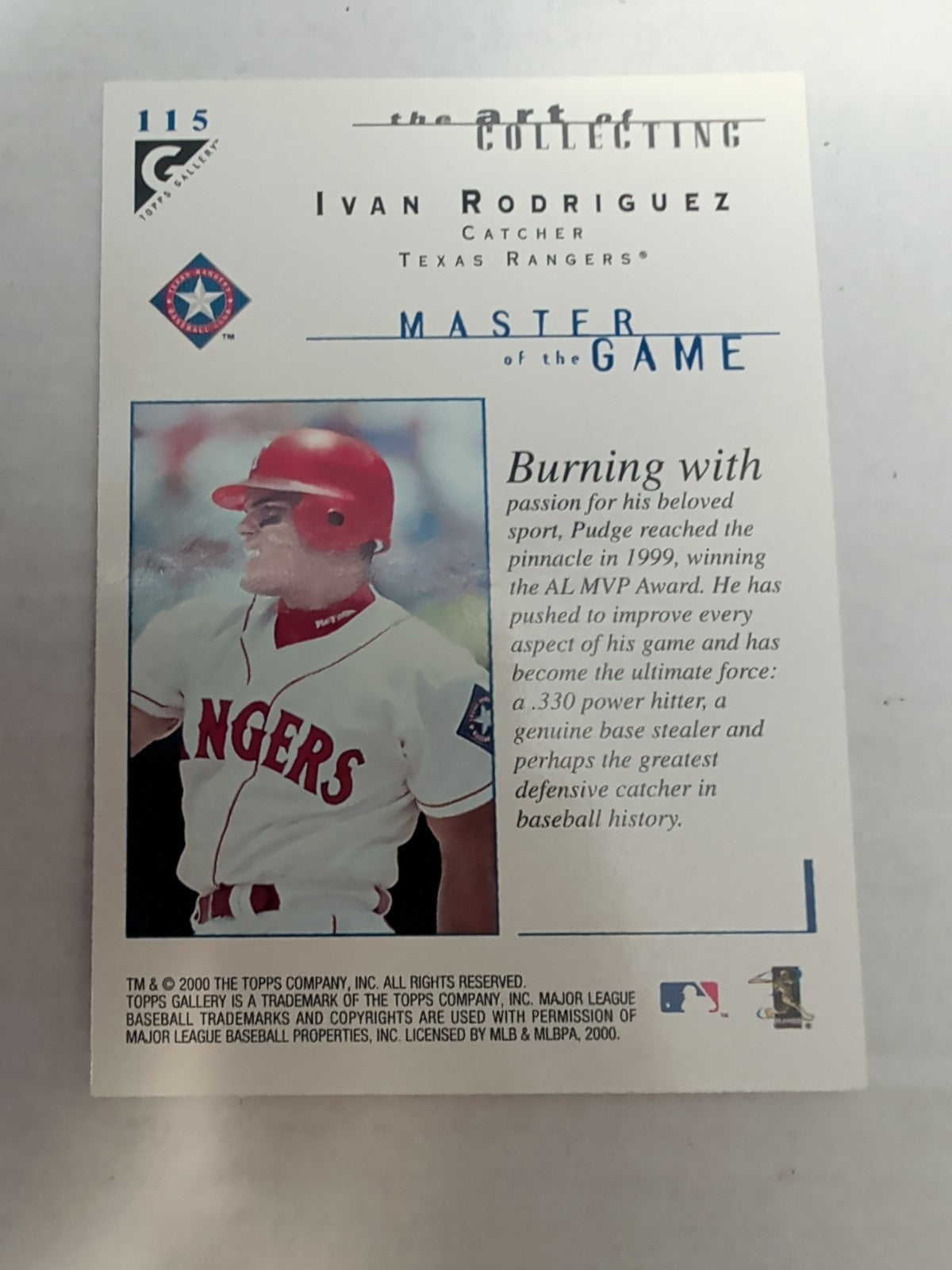 2000 Topps Gallery - Masters of the Game Ivan Rodriguez #115