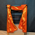 Vintage Orange Striped Scarf Sheer Satin Oblong Rectangular Wrap Retro
