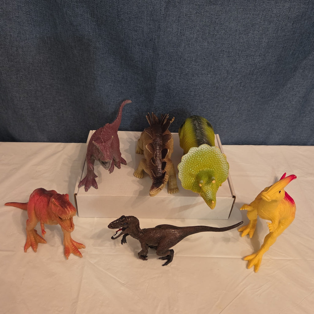 Dinosaur Toy Figures Lot of 6 T-Rex Triceratops Stegosaurus