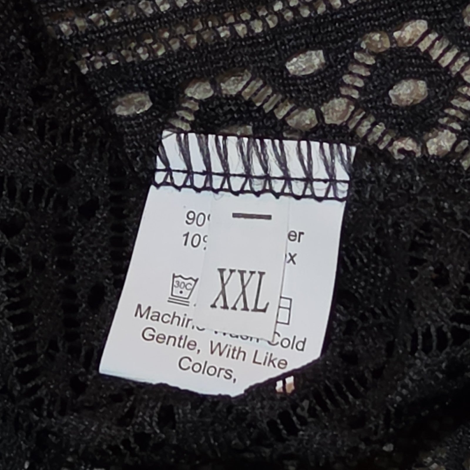 Black Lace Crochet Midi Tunic Dress Festival Whimsigoth XXL