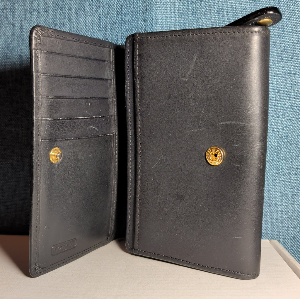 Coach Bedford Bifold Black Leather Wallet Y2K Vintage