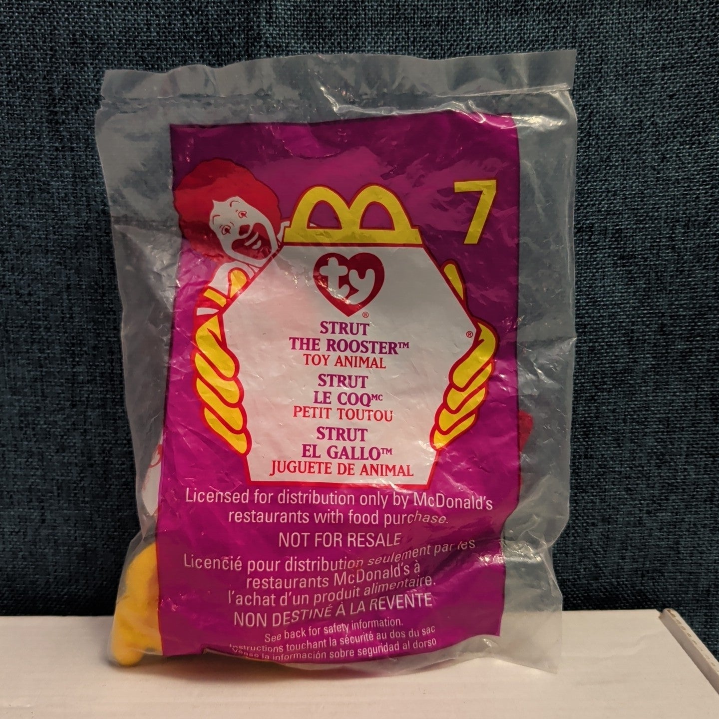 Ty Teenie Beanie Baby Strut the Rooster #7 McDonald’s 1999 Sealed Mint New Toy