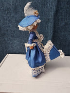 Vintage Brussels Souvenir Doll | 6" Belgium Blue Dress | "Bruxelles" Lace Apron
