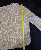 Michael Kors Blouse Gold Chain Link Print Wrap V-Neck Stretch Top L Gently Used