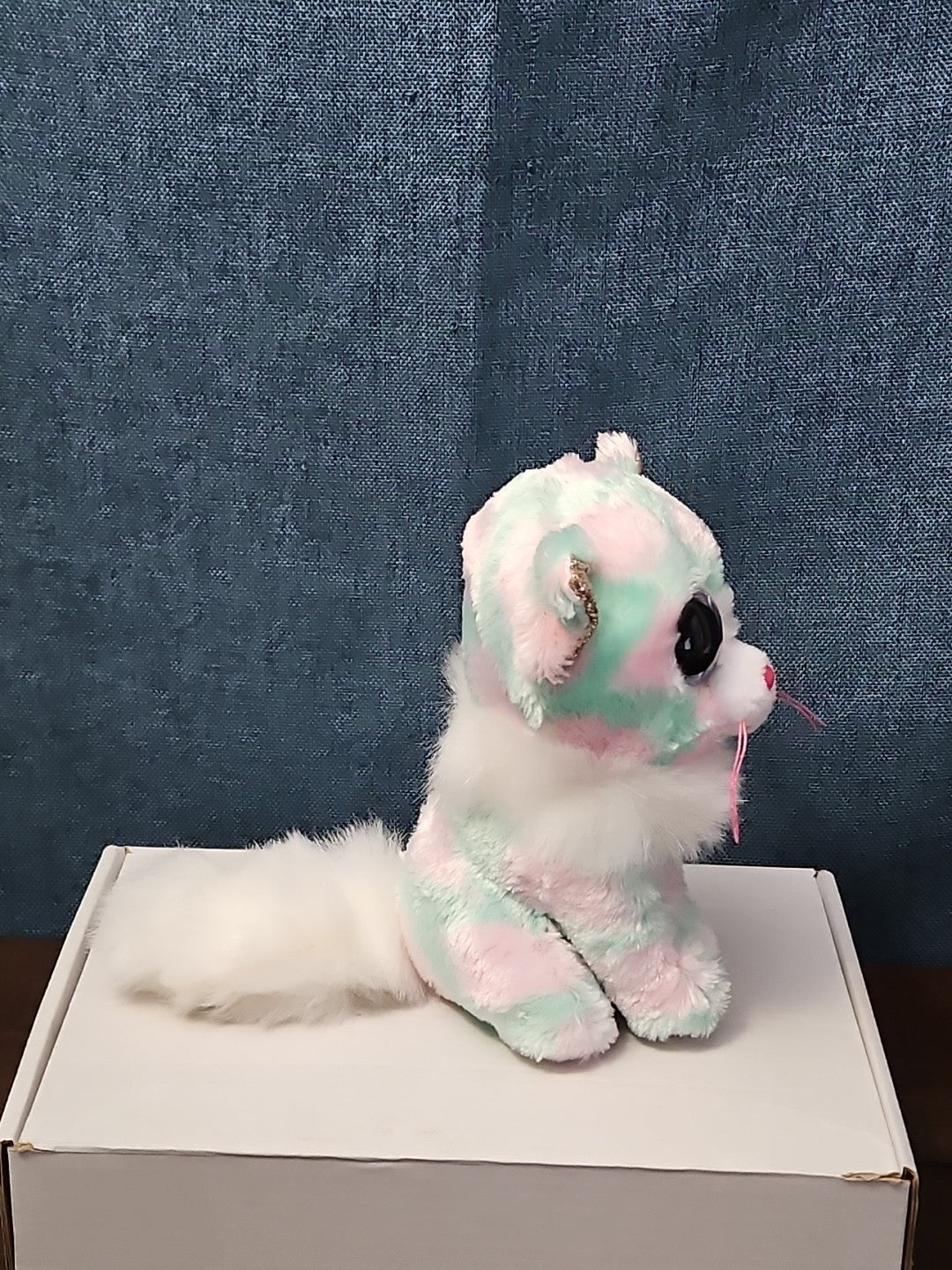 TY Beanie Boos Opal Cat Plush 6" | Pastel Pink & Green Tie Dye Kitty | No Tag