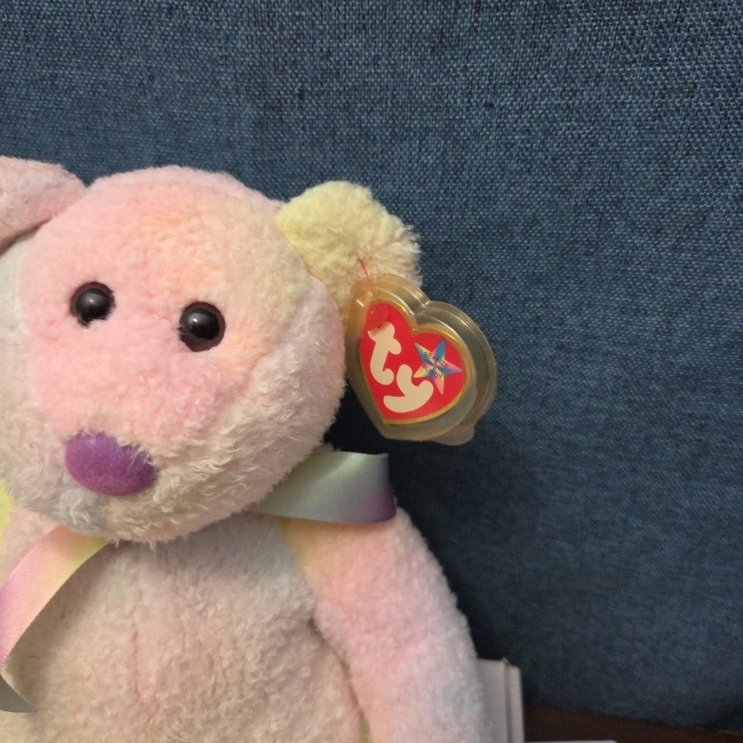 TY Beanie Buddy GROOVY the Bear 1999 | 14" Rainbow Tie-Dye | MWMT Mint Tags