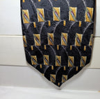 Vtg Ferrell Reed for Edwards Silk Neck Tie Black Gold Geometric Art Deco 59.5