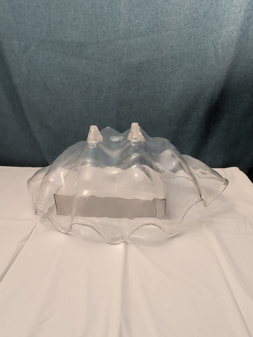 Large Acrylic Clam Shell Serving Bowl 18" Wavy Scalloped Beach House Centerpiece