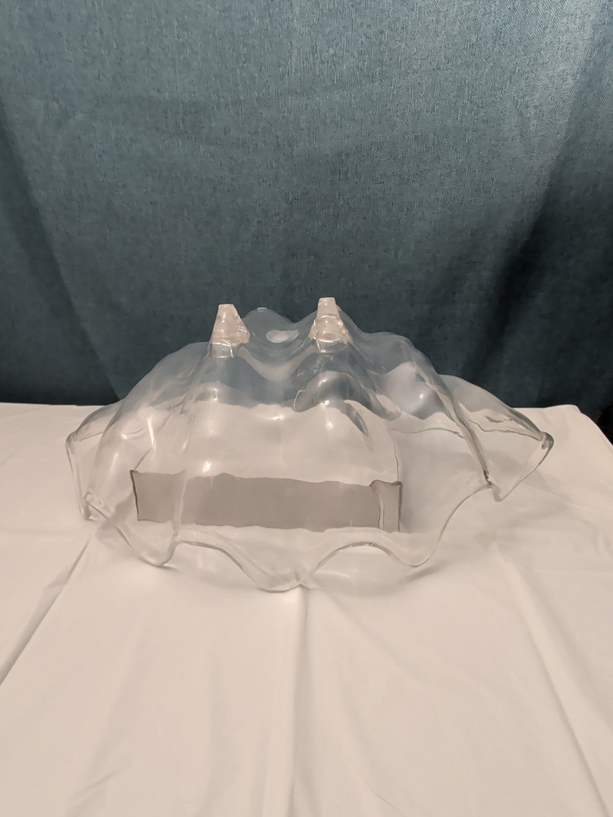 Large Acrylic Clam Shell Serving Bowl 18" Wavy Scalloped Beach House Centerpiece