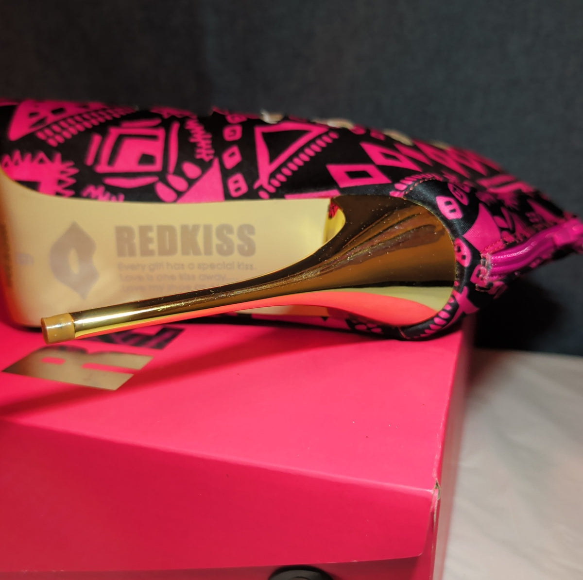 RedKiss Summerdance High Heels Size 9 Pink Black Caged Booties Stiletto Boxed