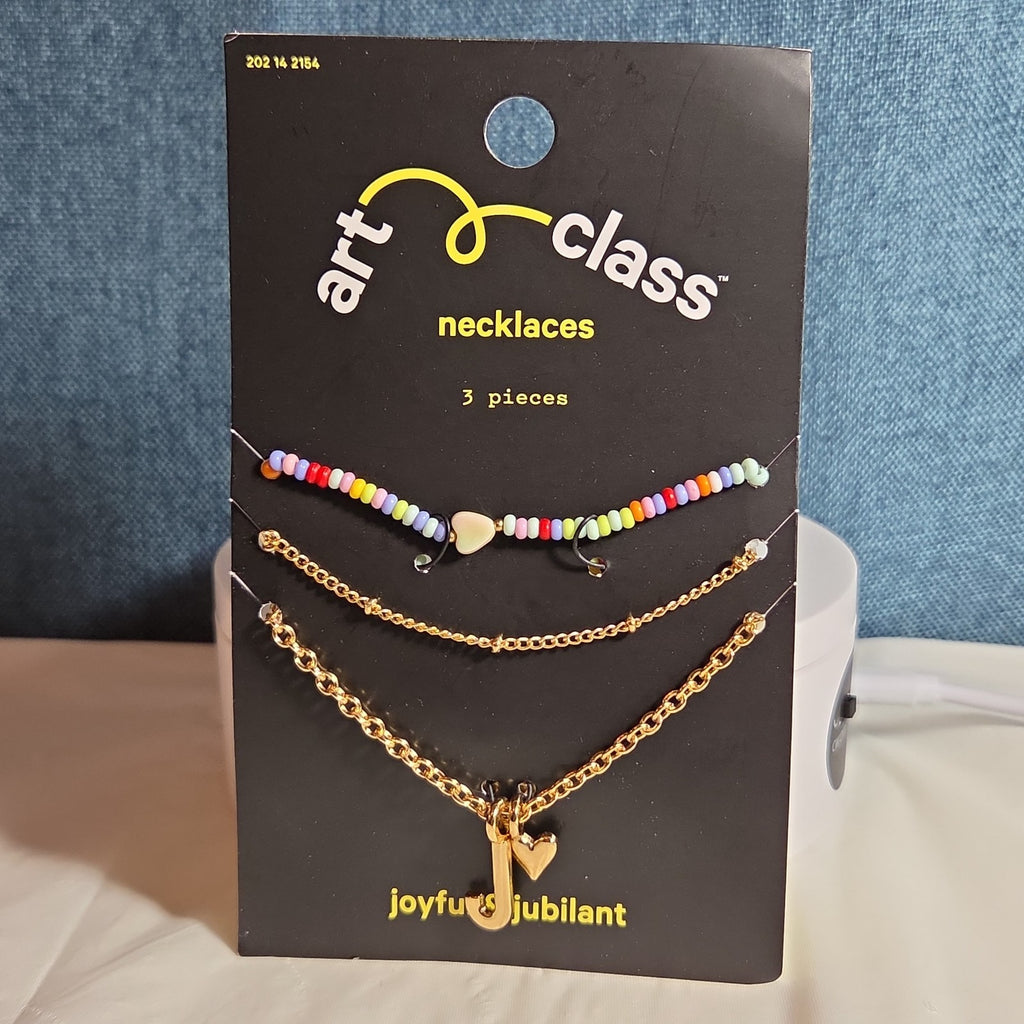 Target Art Class Initial J Necklace Set 3Pk Gold Tone Beaded