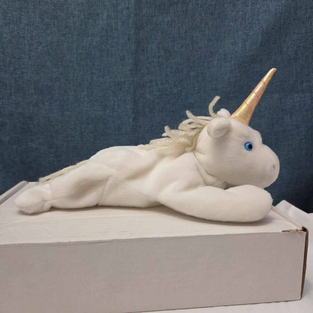 TY Beanie Baby MYSTIC the Unicorn 1994 | Iridescent Horn Yarn Mane | Mint Tags