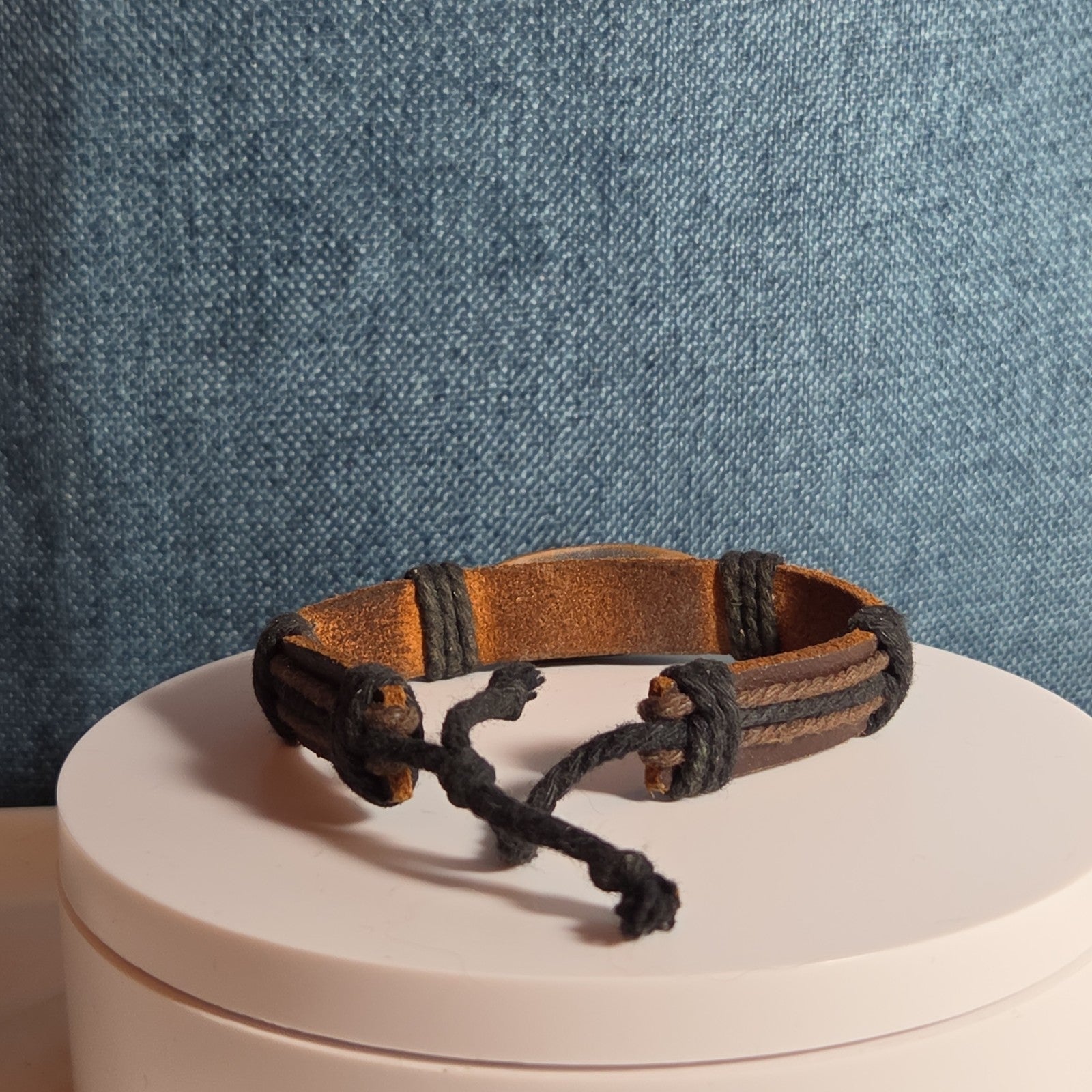 Leather Hemp Tribal Wrap Bracelet