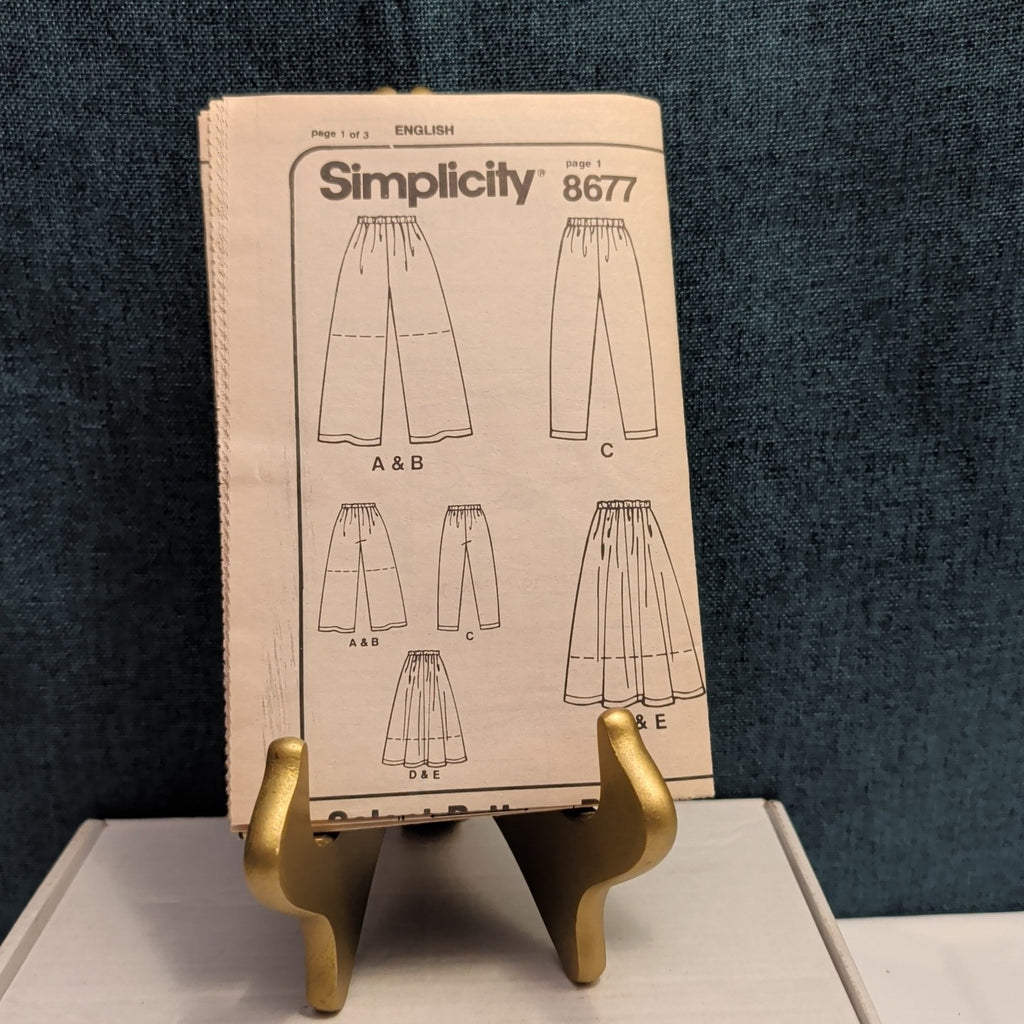 Simplicity 8677 Pattern Wide Leg Slim Pants Skirt Shorts 1989 Size BB LGXL Uncut