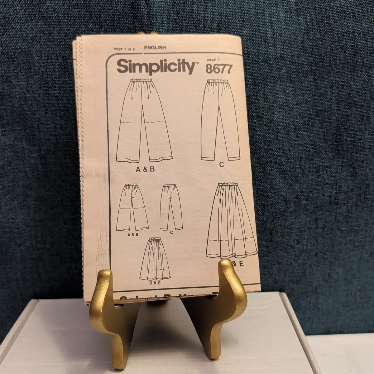 Simplicity 8677 Pattern Wide Leg Slim Pants Skirt Shorts 1989 Size BB LGXL Uncut