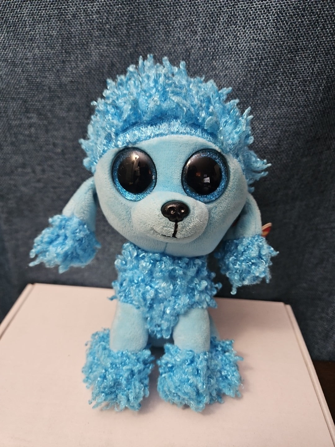 Retired Ty Beanie Boos Mandy Blue Poodle Plush 10" Medium Buddy |  Sparkle Eyes