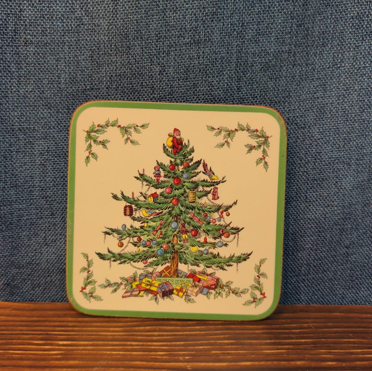 Christmas Tree Cork Back Coaster Holiday Decor Single