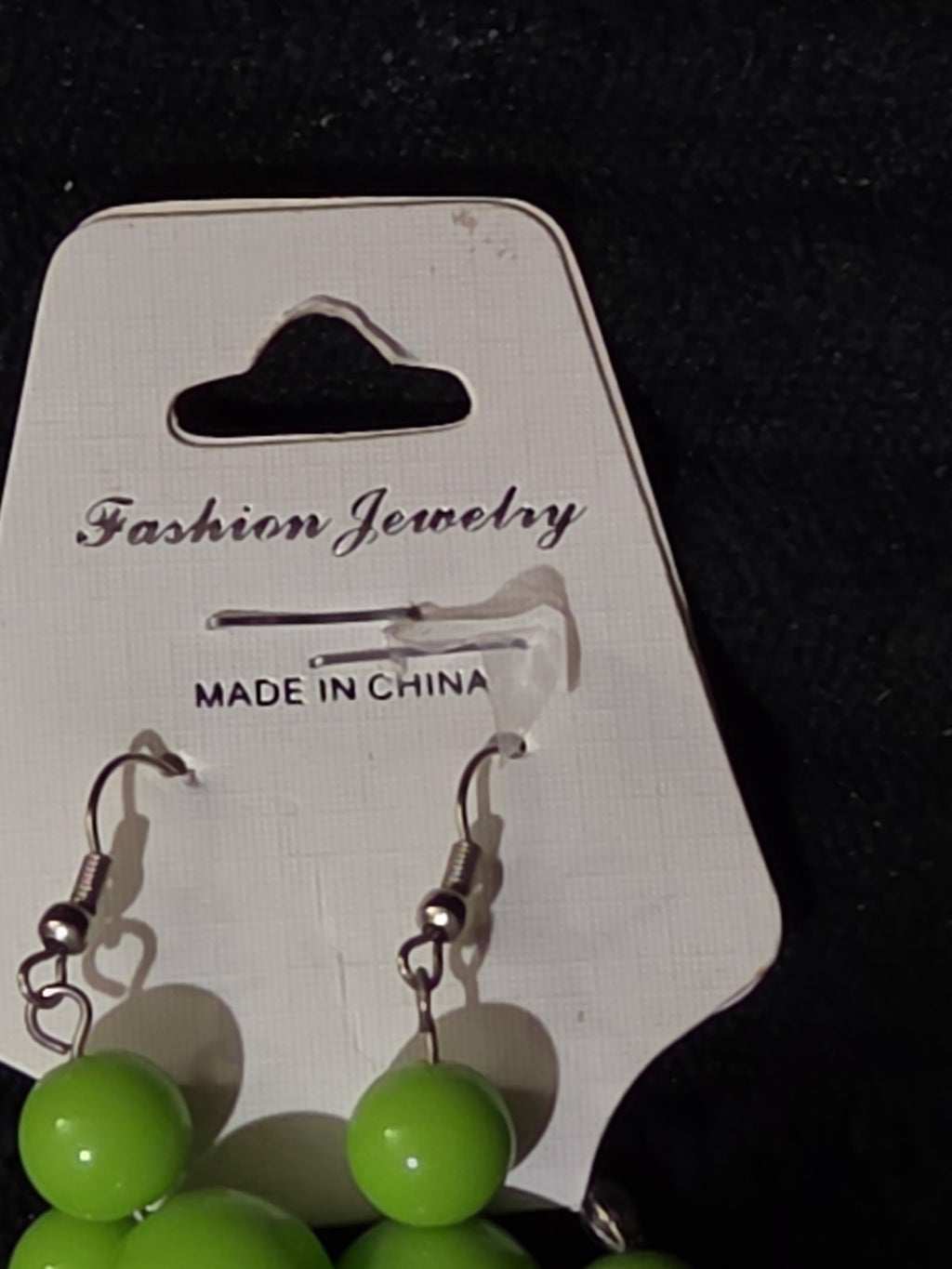 Chunky Bubblegum Bead Necklace Earring Set Green Retro New On Card
