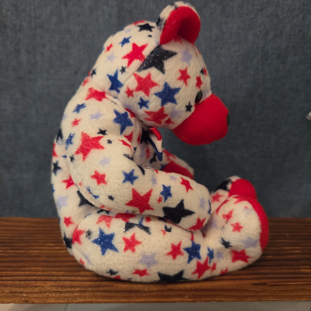 Ty Beanie Baby Red Patriotic Star Bear Plush 2003