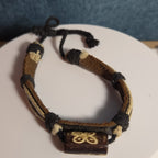 Boho Tribal Leather Cord Bracelet Carved Bead Unisex