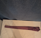 Bergamo New York Tie Burgundy Red Silver Striped Mens Silk Necktie Regimental