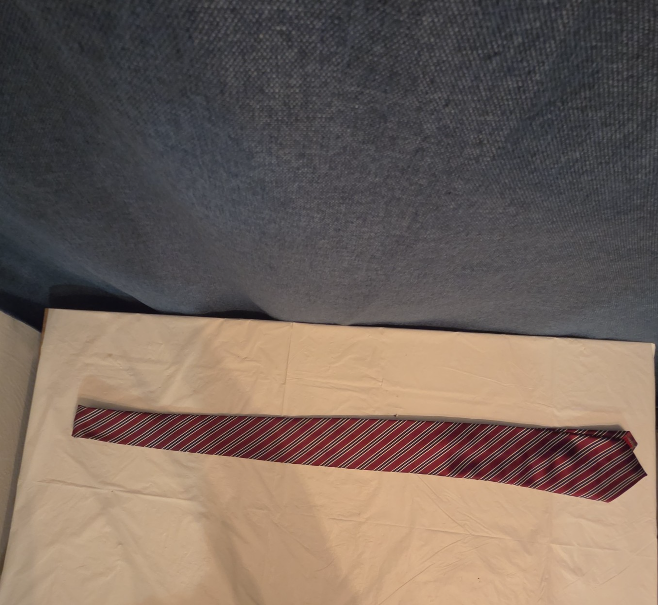 Bergamo New York Tie Burgundy Red Silver Striped Mens Silk Necktie Regimental