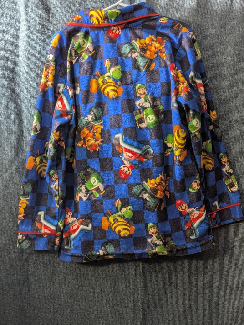 Nintendo Mario Kart Pajama Set Boys Size 6/7 Fleece Button Down 2-Piece PJs