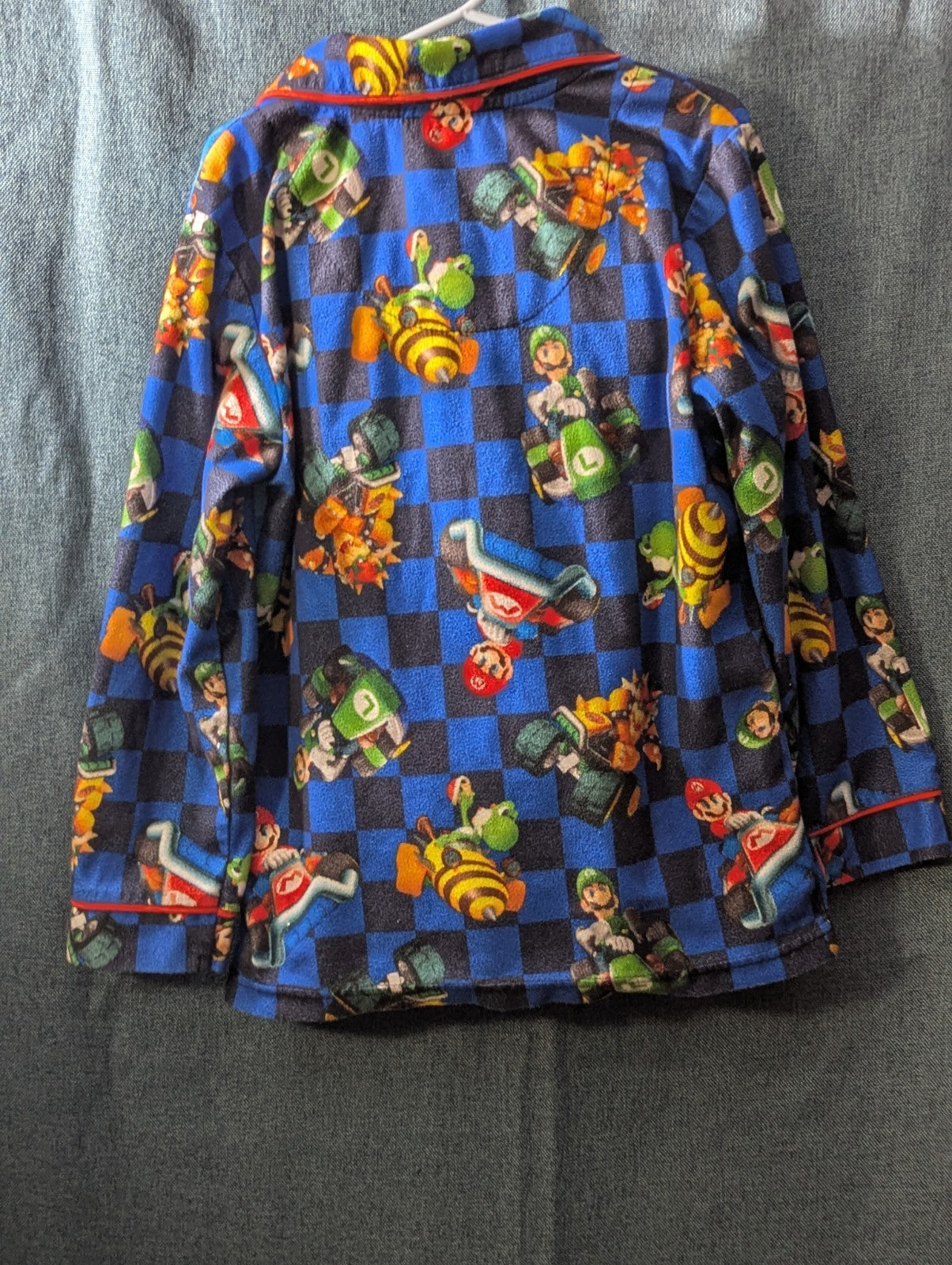 Nintendo Mario Kart Pajama Set Boys Size 6/7 Fleece Button Down 2-Piece PJs