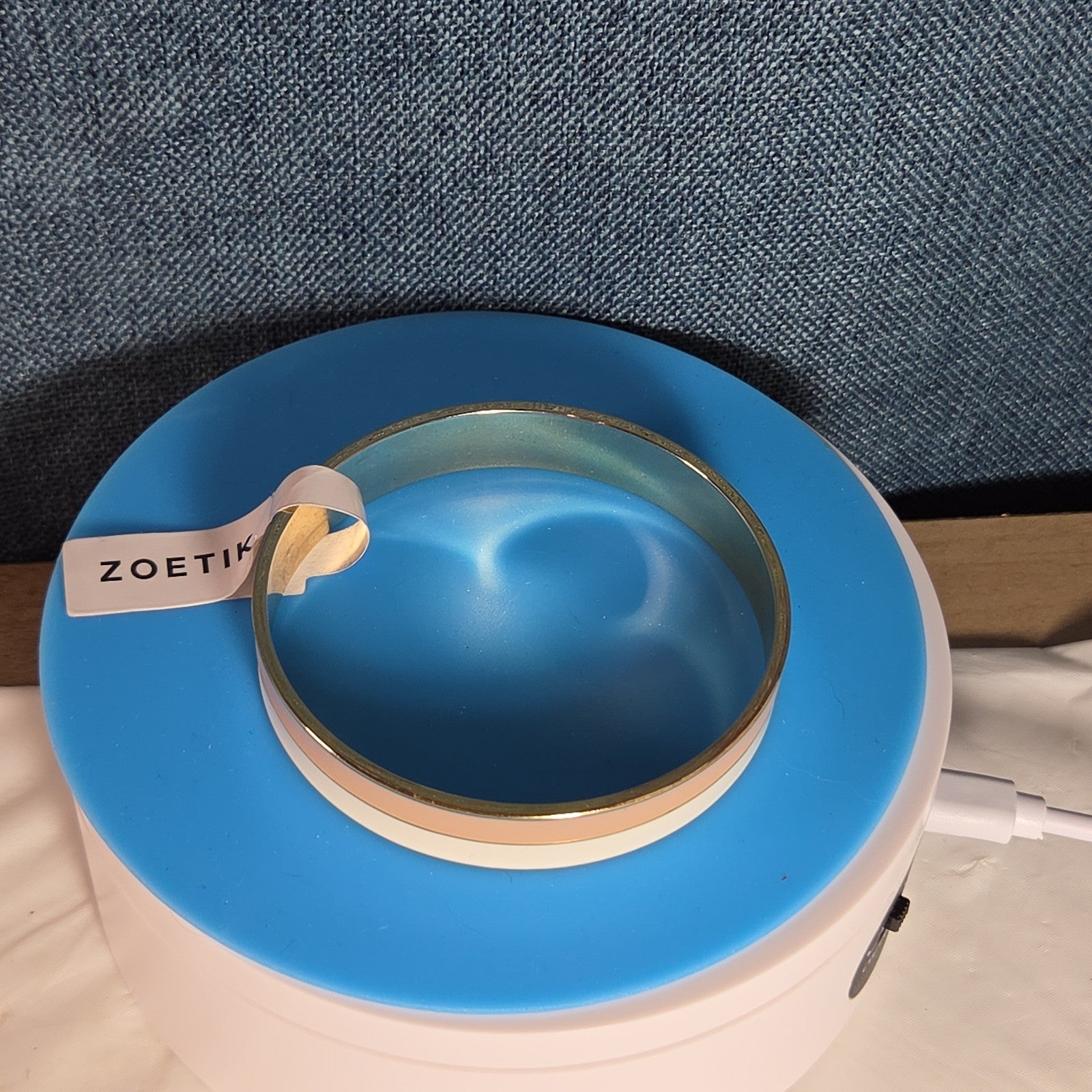 Zoetik Colorblock Enamel Bangle Bracelet Blush Pink Cream Gold Tone