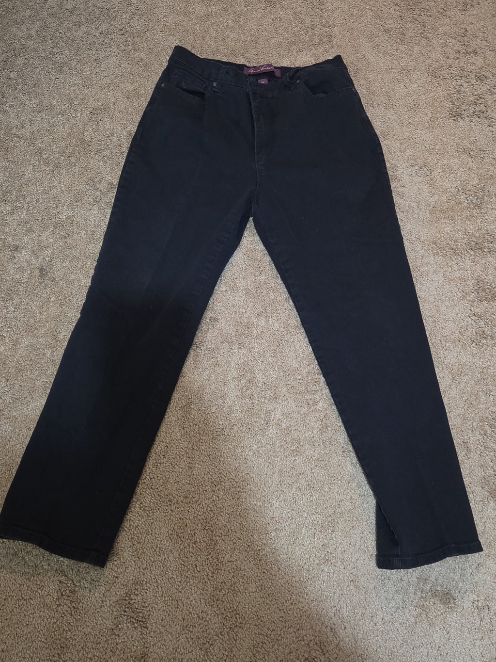 Gloria Vanderbilt Amanda Black Jeans 14p Stretch Denim High Rise Tapered Used
