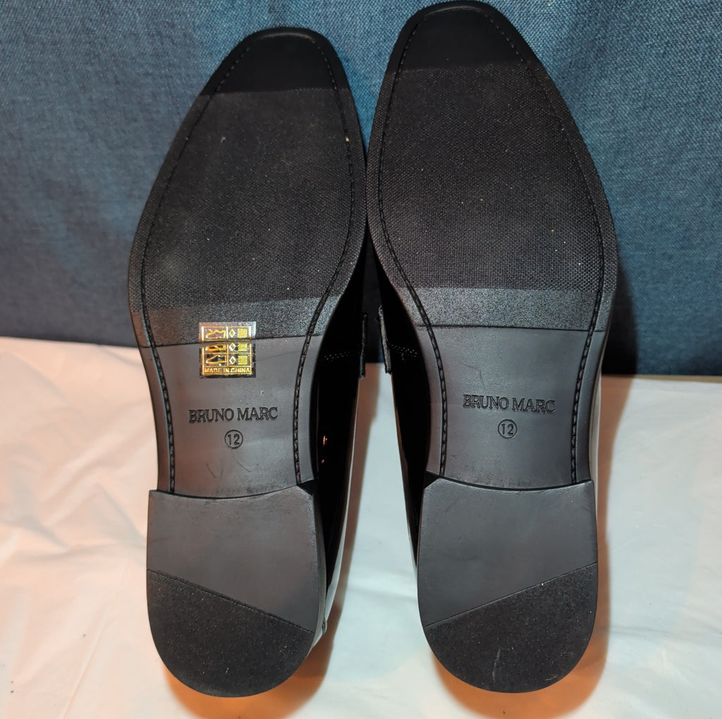 Bruno Marc Men Loafers Size 12 Tuxedo Velvet Patent Black Dress Shoes Slip On