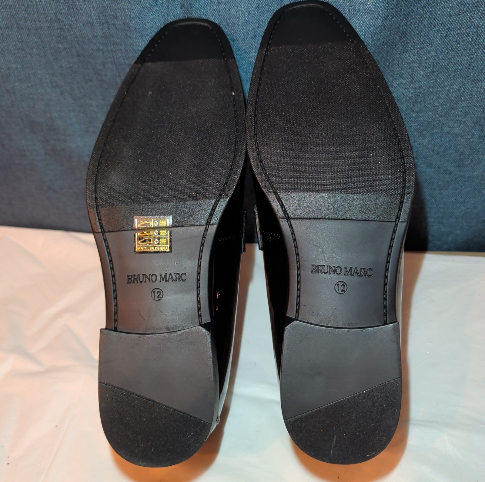 Bruno Marc Men Loafers Size 12 Tuxedo Velvet Patent Black Dress Shoes Slip On