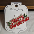Merry Christmas Brooch Red Enamel Rhinestone Holiday Pin NWT