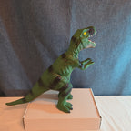 T-Rex Dinosaur Toy Soft Rubber Vinyl Tyrannosaurus Rex Green Black Stripe Figure