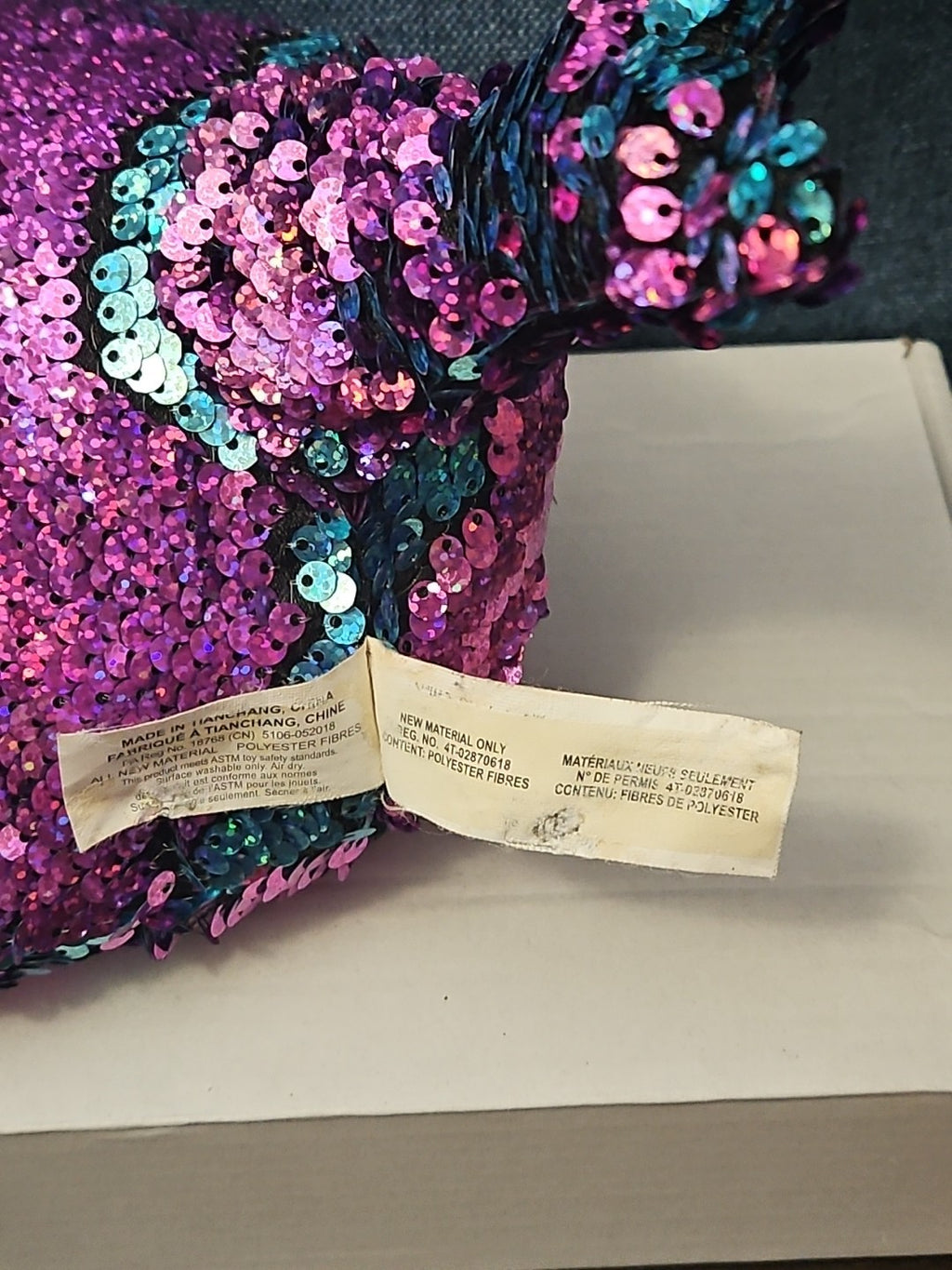 Shimmeez Arlo Narwhal Plush 11" | Reversible Sequin Blue to Purple | Sensory