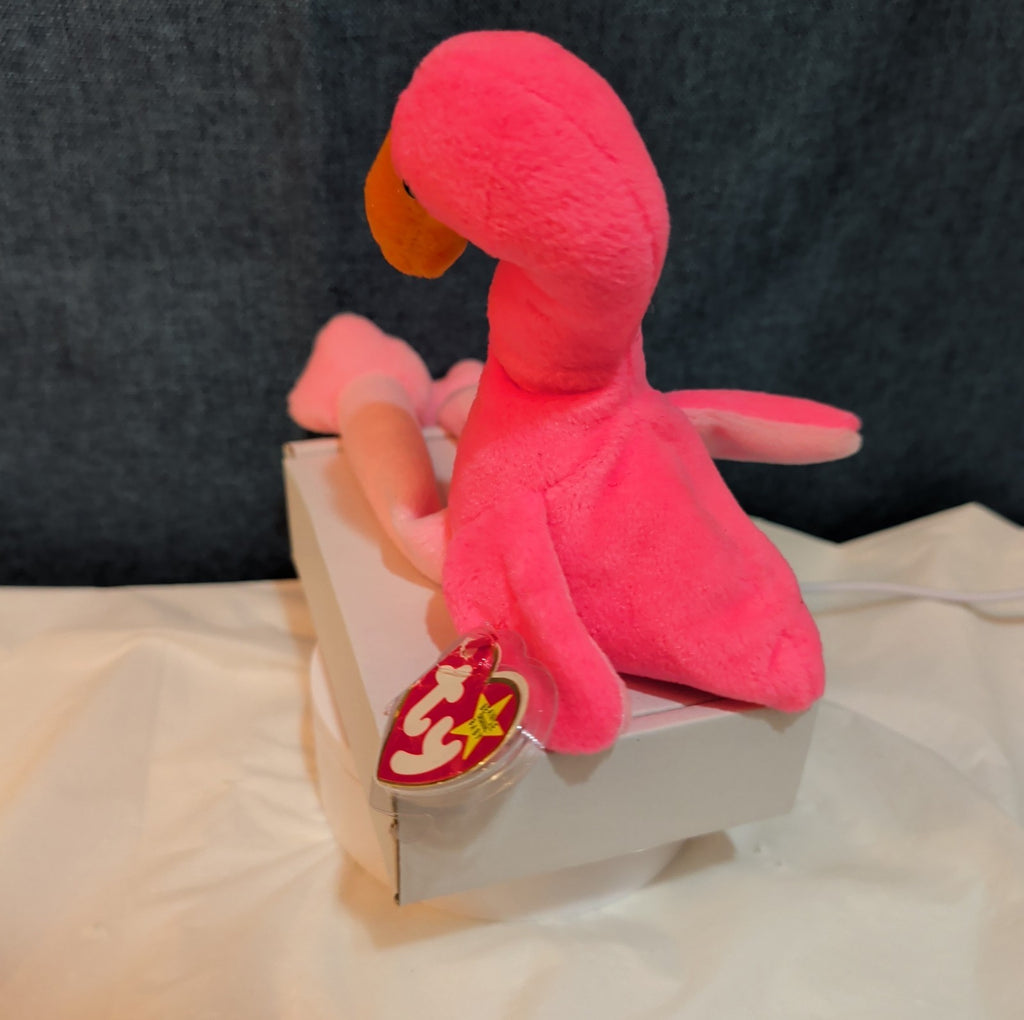 TY Beanie Baby - PINKY the Pink Flamingo (10 inch) - MWMTs Stuffed Animal Toy