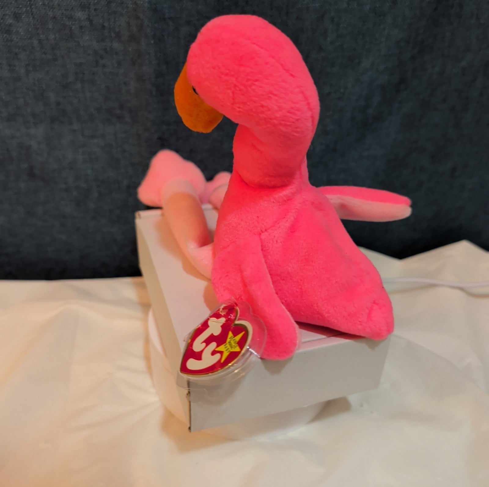 TY Beanie Baby - PINKY the Pink Flamingo (10 inch) - MWMTs Stuffed Animal Toy