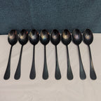 Set of 8 Black Stainless Steel Spoons 18/0 Modern Onyx Flatware Table Spoons Set