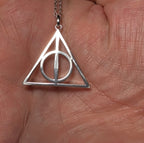 Harry Potter Deathly Hallows Silver Tone Pendant Chain Necklace
