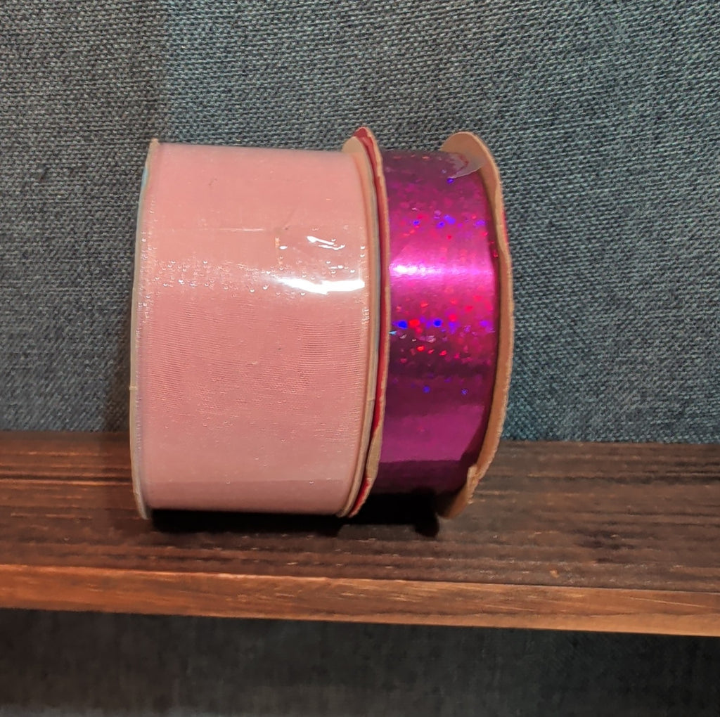 Offray Ribbon Lot 2 Pink Organdy Metallic Magenta Craft Destash